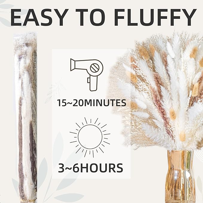 Natural Pampas Grass 8kind Grass Mix Bouquet | Dried Pampas Bouquet - Image 5