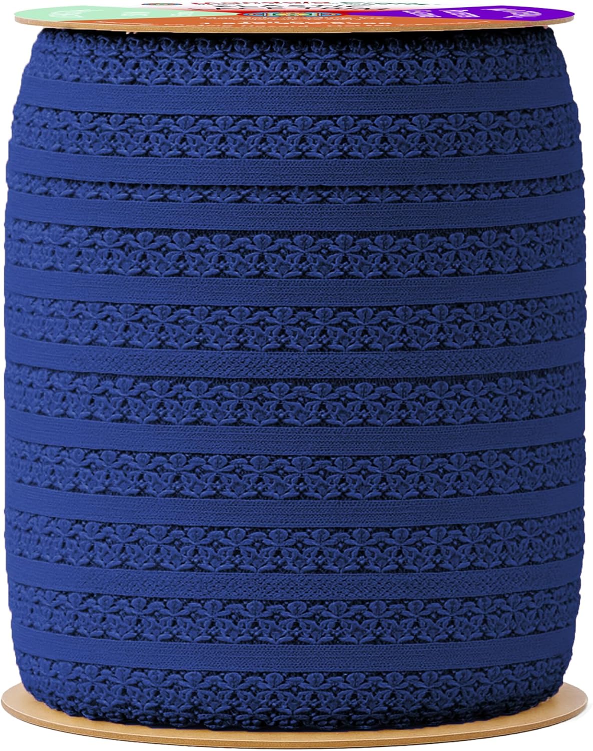 Mandala Crafts Navy Blue Stretch Lace Soft Elastic Trim Roll - 55 Yards 1 Inch Wide Stretchy Frilly Picot Ribbon for Sewing Lingerie, Headbands, Underwear, and Crafts