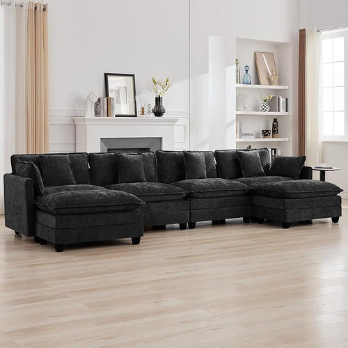 147'' Modualr Sectional Cloud Deep Seat Couch, Oversized Chenille U Shaped by WUTUTUEE