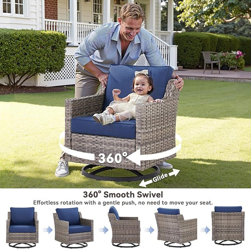 9 Piece Outdoor Patio Furniture Set-All Weather Outdoor Conversation Sets - Image 2