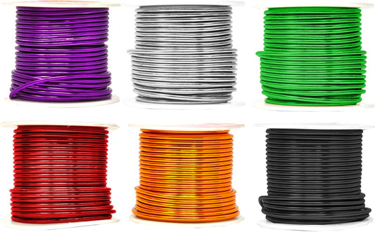 Mandala Crafts 12 Gauge Anodized Aluminum Craft Wire for Jewelry Making - 276 FT Colored Flexible Silver Black Gold Purple Red Kelly Green Wire - Bendable for Bonsai Armature Crafting Sculpting