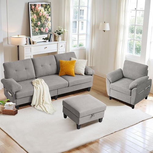 2 Piece Sectional Sofa Set, 3 Seat L Shaped Couches by soscana