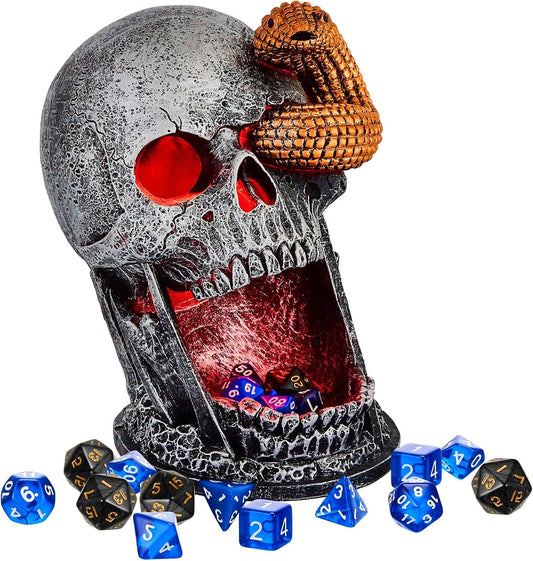 Dice Tower Skull Dice Tower Dice Roller with LED Light Dice Skull for Tabletop Roleplaying Game, Included Button Battery
