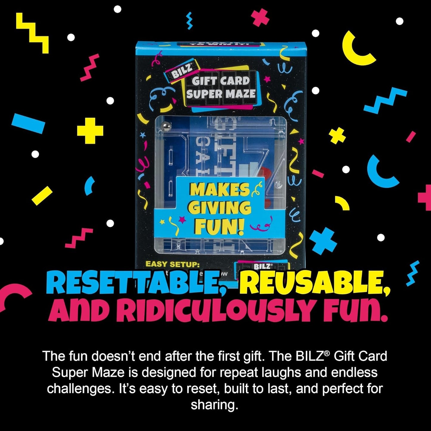 BILZ® Super Maze | Gift Card Puzzle Game for Ages 8+ | Made in USA | Easy Fun Setup | Fits Gift Cards, Cash (Folded), and Notes | Great for Graduations, Christmas, & Birthdays | 2 Pack