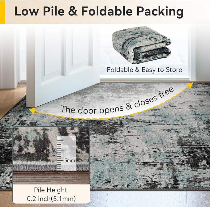 RELEANY Washable Area Rugs 6'x9' Non-Slip Modern Abstract Soft - Image 6