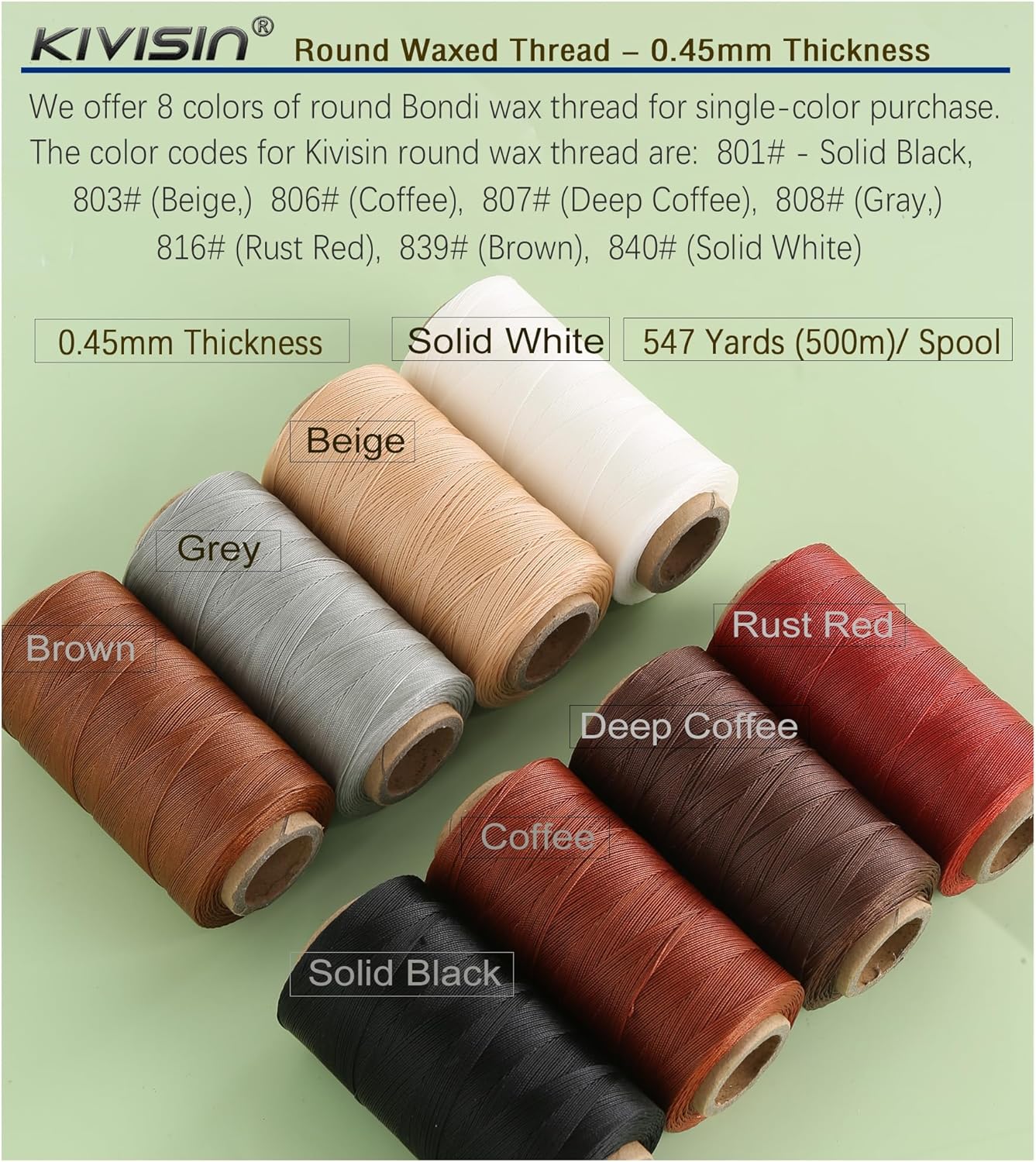 Thin Wax Polyester Thread, 0.45mm, 547 Yards, 3 Ply Round Waxed Cord Strings for Sewing, Beading, Binding, Micro Braiding, Fine Leather Craft and Micro Macrame Jewelry - White