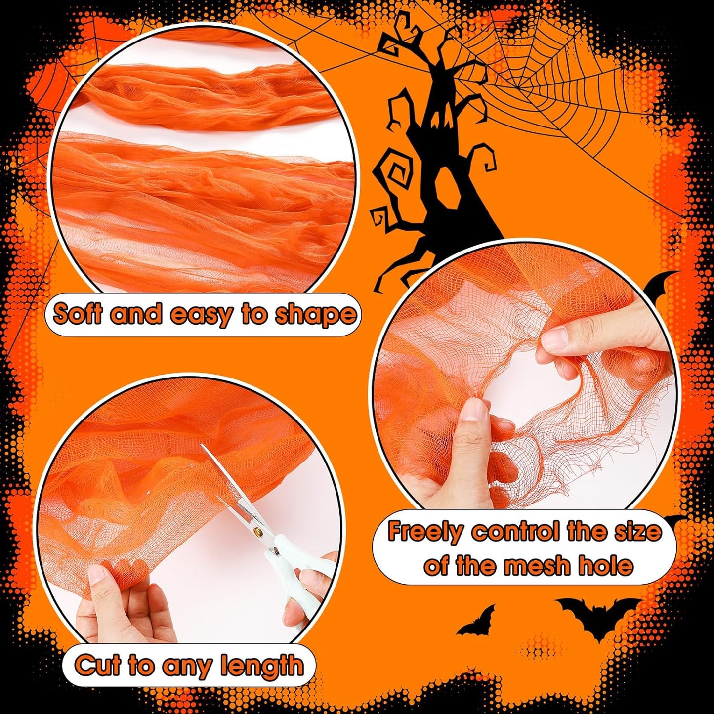 Boao Halloween Cheese cloth 85 x 197 Inch Orange Cheesecloth Roll for Crafts Large Cotton Muslin Gauze Fabric for Halloween Outdoor & Indoor Spooky Decoration