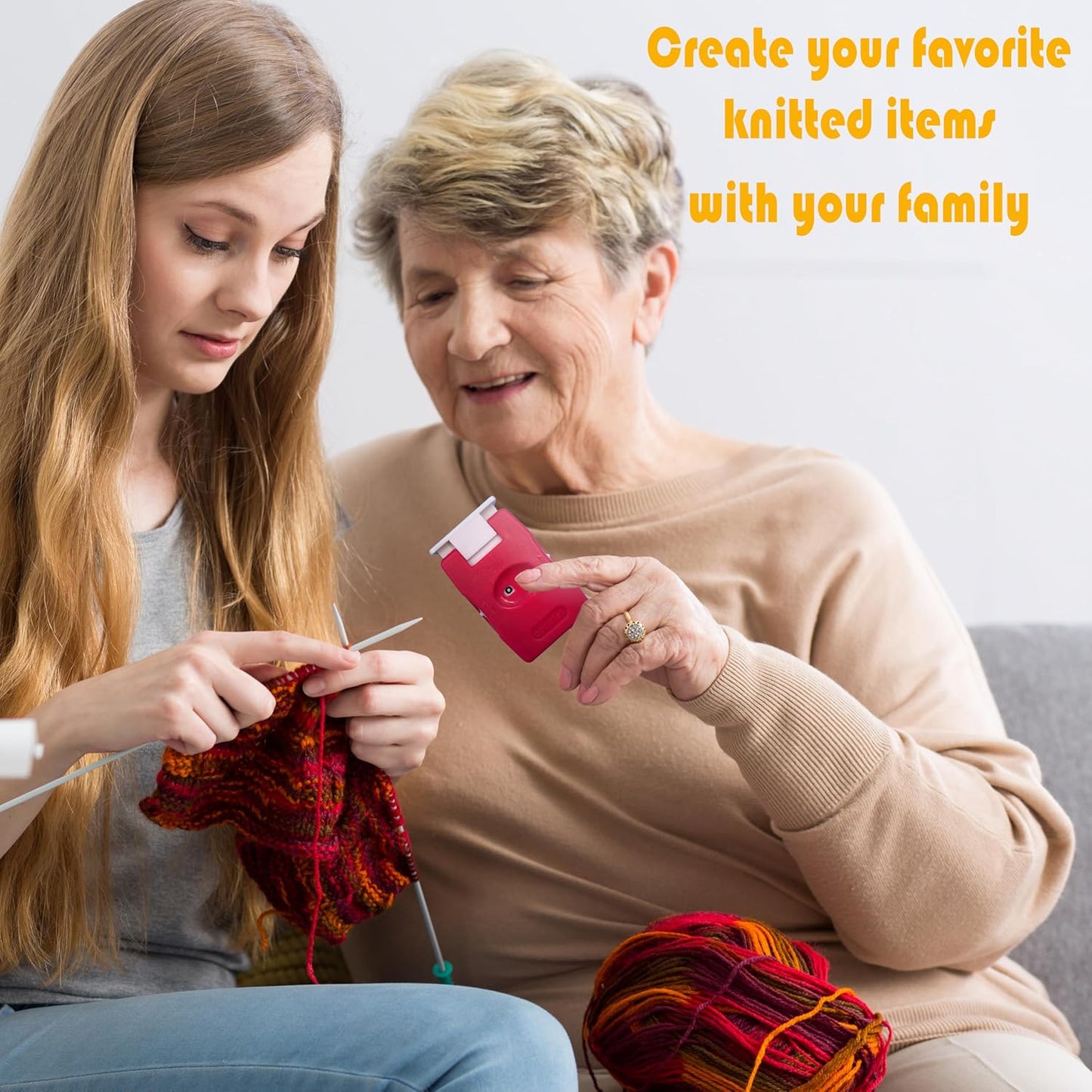 2 Pieces Knitting Counters, Knitting Needle Marking Tool, Plastic Knitting Stitch Counter, Crochet Yarn Row Counter Red