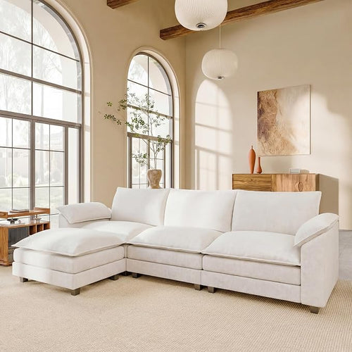 118.9" Modular Sectional Cloud Couch 3-Seat Sofa Set by JUMMICO