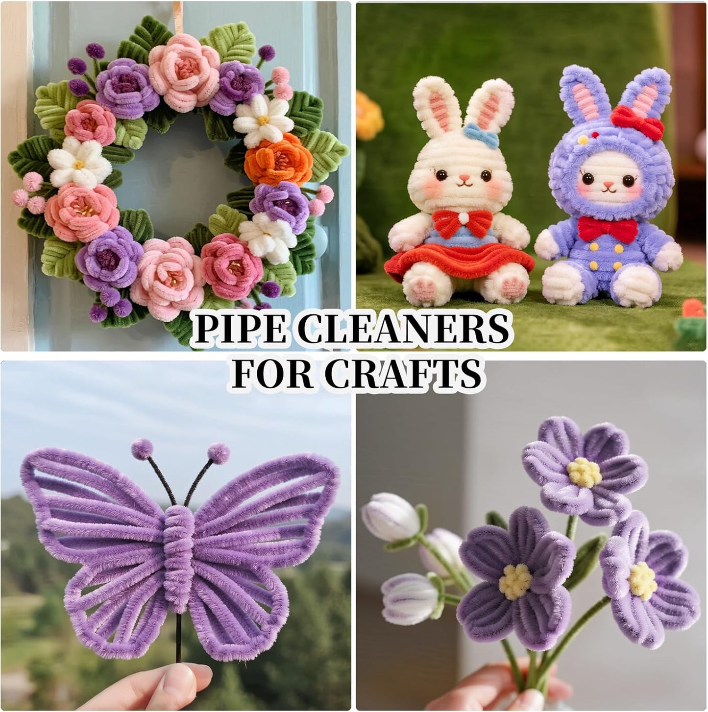 Lovely Light Purple Pipe Cleaners Craft,200pcs Arts Crafts,Chenille Stems Art Supplies for Projects Creative DIY Room Decor,Christmas Decorations,Teen Girl Gifts Trendy Stuff,Halloween Gifts