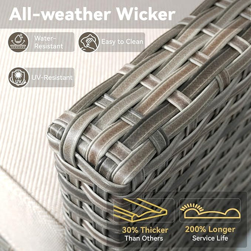 3 Pieces Patio Furniture Sets-Outdoor PE Rattan Wicker Chairs - Image 2