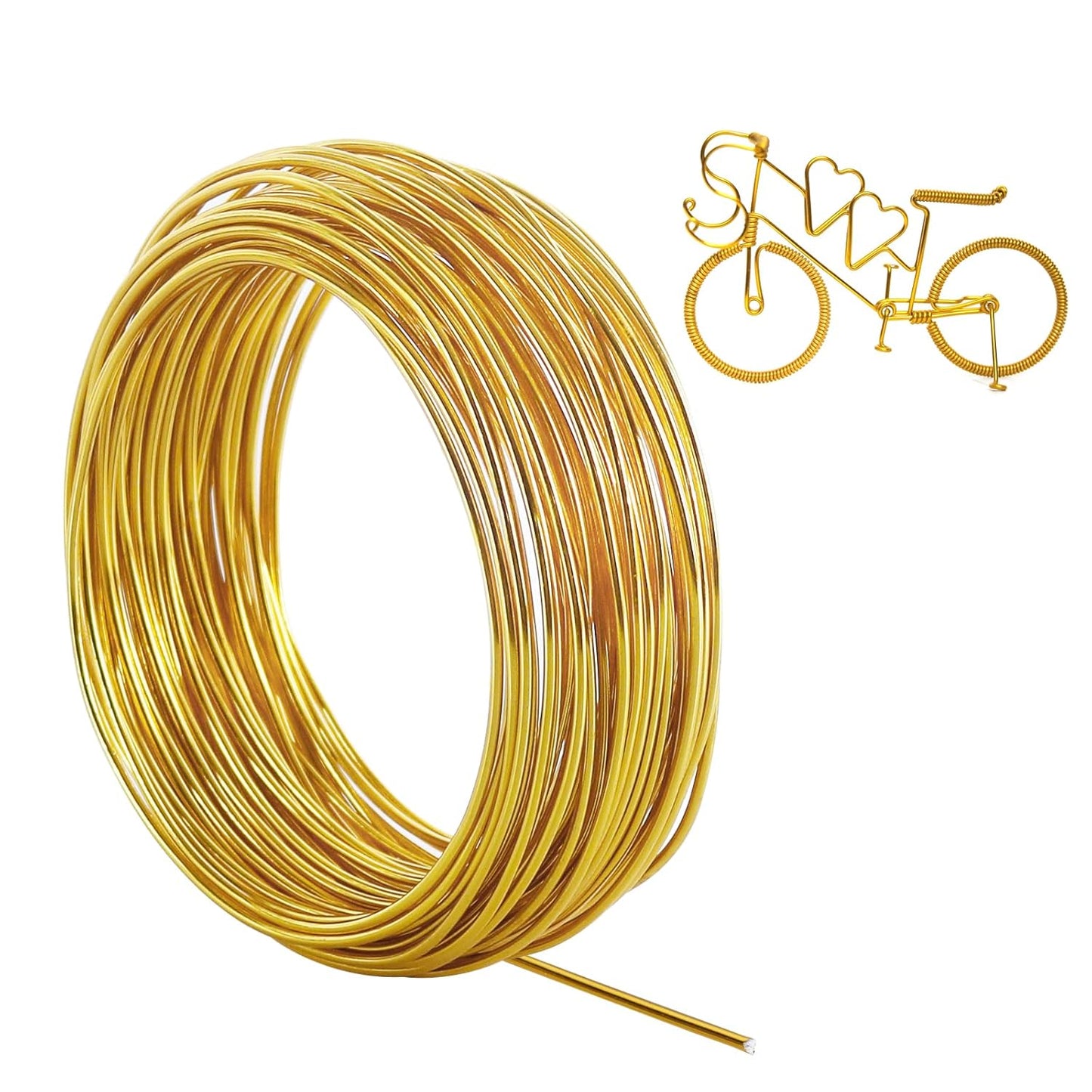 Tenn Well 12 Gauge Aluminum Wire, 100 Feet 2mm Bendable Anodized Metal for Sculpting, Jewelry Making, Armature Making, Weaving and Wrapping, Crafting (Gold)
