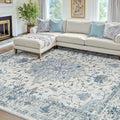 RELEANY Area Rugs 7'x10' Washable Non-Slip, Floral Vintage Distress Print by RELEANY