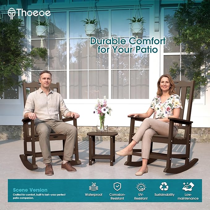 THOEOE Oversized Rocking Chair Set of 2, Outdoor Rocking Chair - Image 2