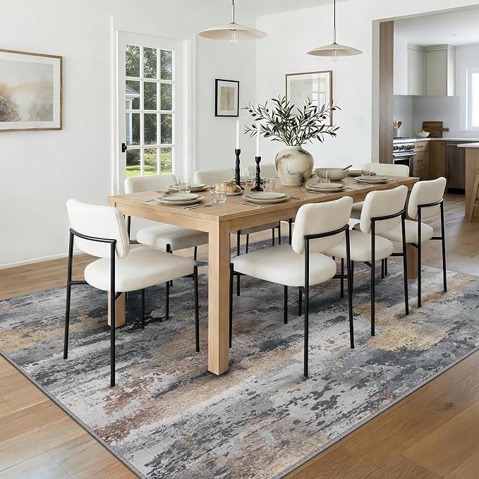 RELEANY Washable Area Rugs 9'x12' Non-Slip Modern Abstract Soft - Image 2