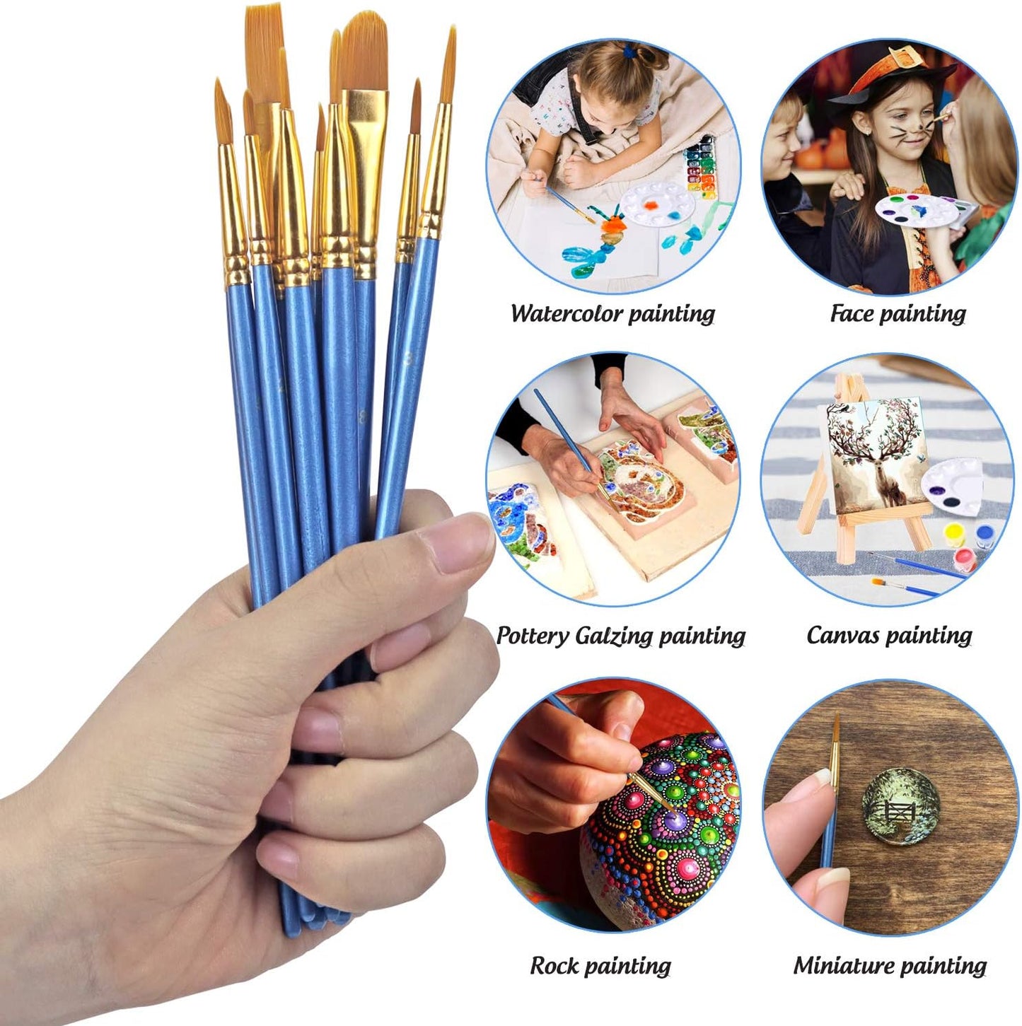DUGATO Halloween Artist Paint Brush & Palette Set - 20 Nylon Brushes (Assorted Sizes & Shapes) with 5 Mixing Trays - Ideal for Acrylic, Watercolor, Oil & Gouache Painting