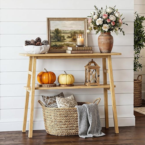 39.4" Solid Bamboo Entryway Console Table, Sofa Table Behind Couch, Narrow by Alifewithtasteandstyle