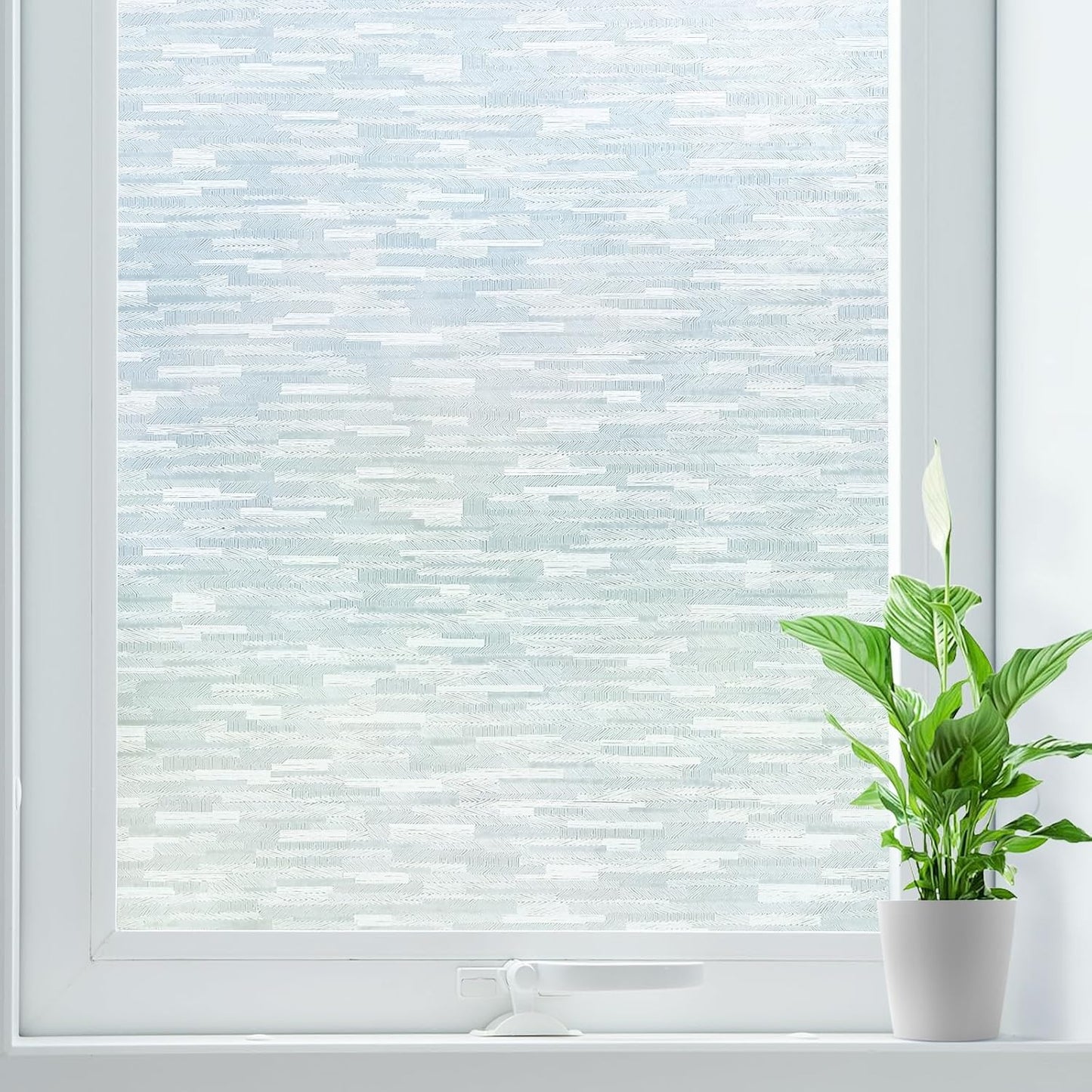 rabbitgoo Window Privacy Film, Frosted Glass Window Film Static Cling Covering, Non Adhesive Privacy Clings Vinyl, Removable Frosting Sticker for Home Decoration, White, 23.6 x 118.1 Inches
