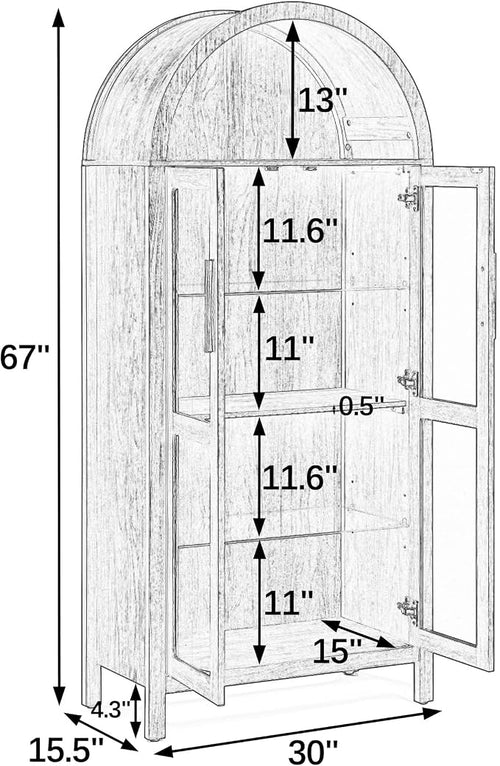 67" Black Tall Display Cabinet - Image 2