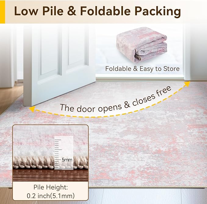 RELEANY Washable Area Rugs 2'x6' Non-Slip Modern Abstract Soft - Image 8