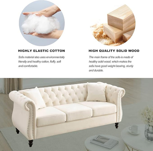 2 Piece Chesterfield Velvet Combination Sofa - Image 2