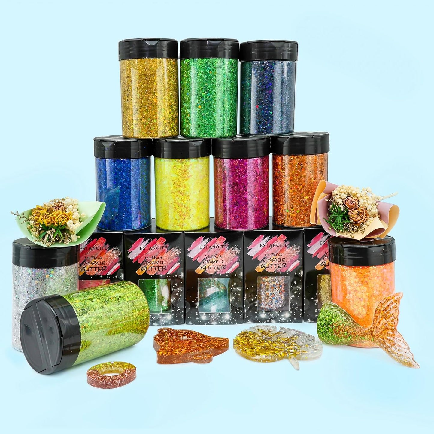 Iridescent Chunky Glitter 5.64oz/160g, Ultra Fine Glitter Powder Mixed Chunky PET Flakes Sequins for Resin Epoxy Craft Arts, Tumbler, Cosmetic Glitter for Body Nail Hair Eye Party Festival (Orange)