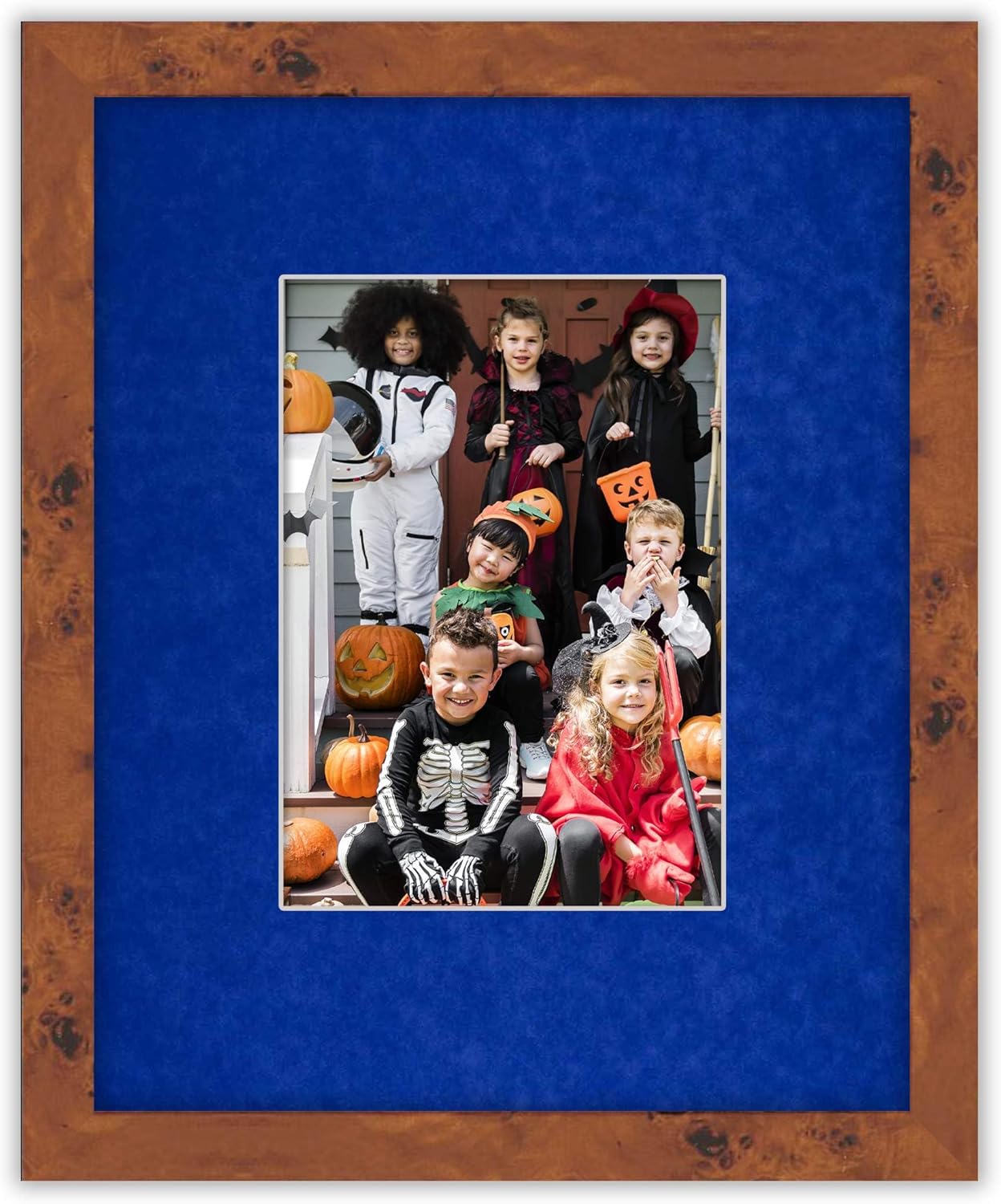 Pack of TEN 8x10 Mats Bevel Cut for 5x8 Photos - Acid Free Royal Blue Suede Precut Matboards For Pictures, Photos, Framing - 4-ply Thickness