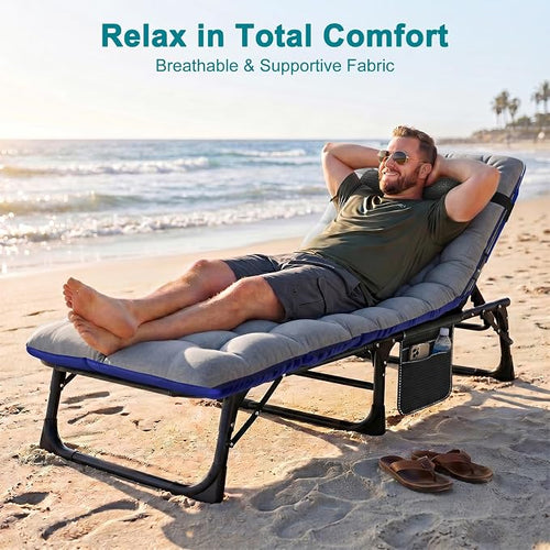 ABORON 2PK Heavy Duty Tanning Chair, 5-Gear Outdoor Folding Chaise Lounge Chair - Image 2