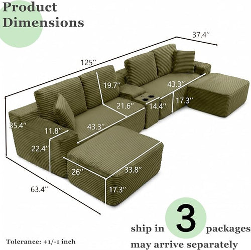 125" Oversized Sectional Couches - Image 2