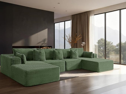 138" Cloud Sectional Couch, Comfort U Shaped Sofa by VYUXWO