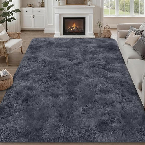 8x10 Area Rugs for Living Room Bedroom: Ultra Soft Fluffy Shag Rug Upgrade by Luxturiy