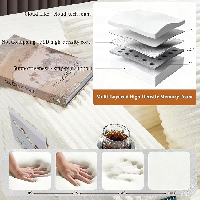 72" Cloud Sectional Couch, Comfort Sleep Sofa - Image 6