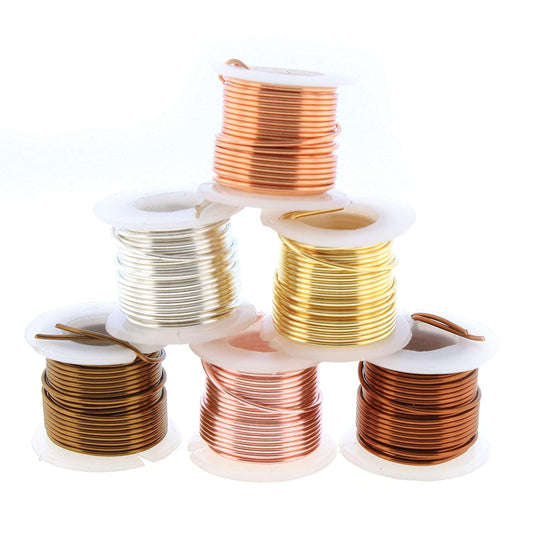 The Beadsmith Craft Wire Assortment - Tarnish-Resistant Copper Wire for Jewelry Making, 6-Pack, 0.75-Inch Mini Spools, 3 Yd Each, 20-Gauge, Assorted Colors, Medium Temper