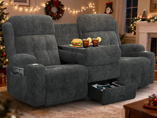3-Seater Loveseat Recliner Sofa, Home Theater Seating Reclining Couch by TOMOSLTER