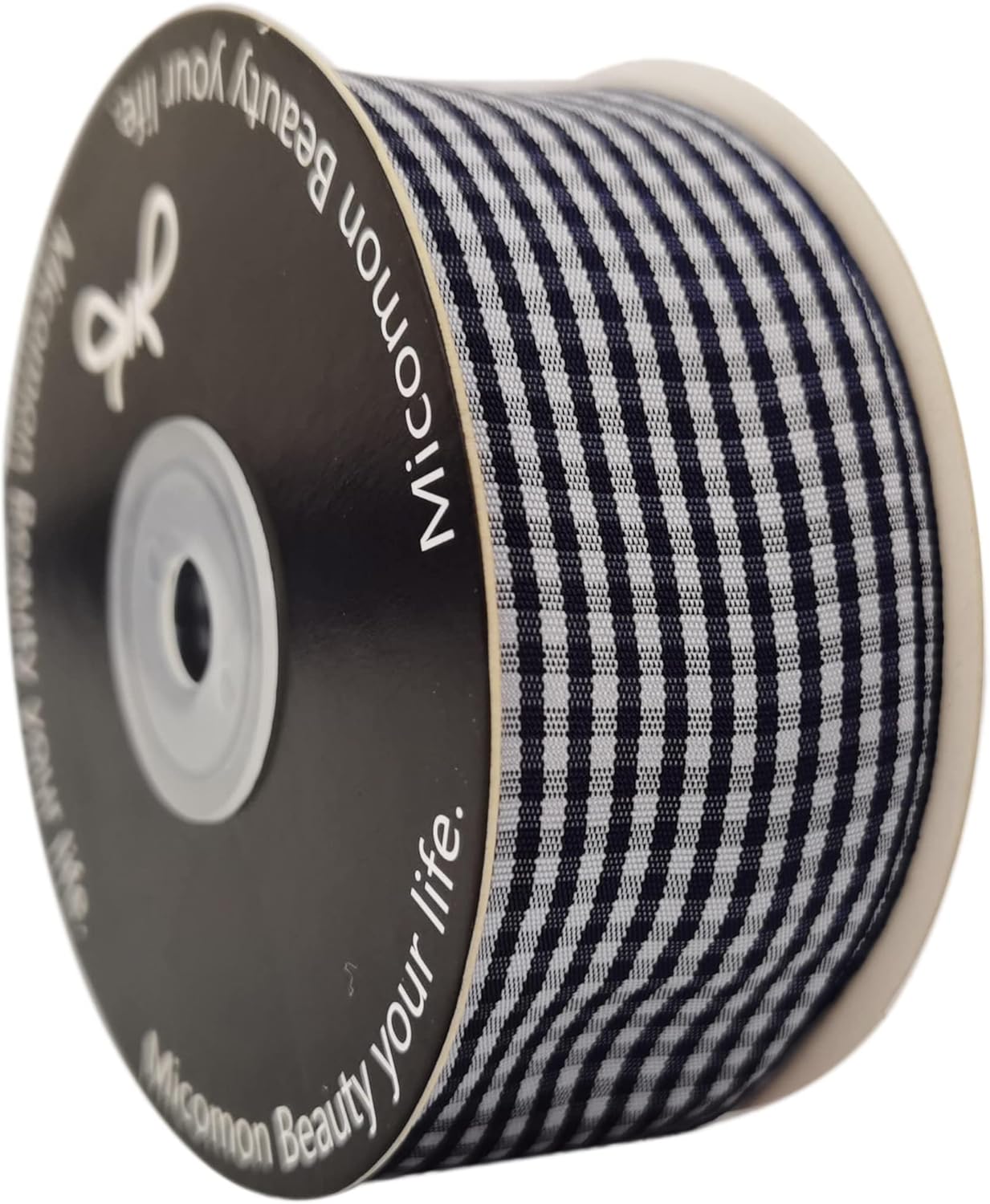 1.5 Inch Blue and White Woven Edge 100% Polyester Gingham Ribbon 25 Yards Each Roll (1-1/2", Blue)