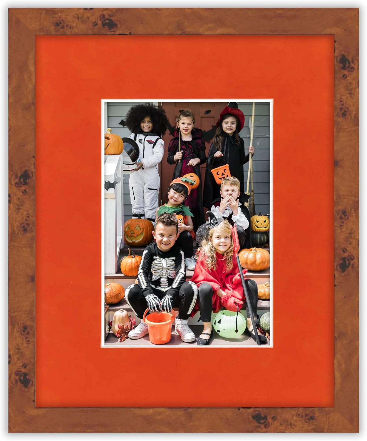 8x10 Mat Bevel Cut for 5x8 Photos - Acid Free Orange Suede Precut Matboard - For Pictures, Photos, Framing - 4-ply Thickness