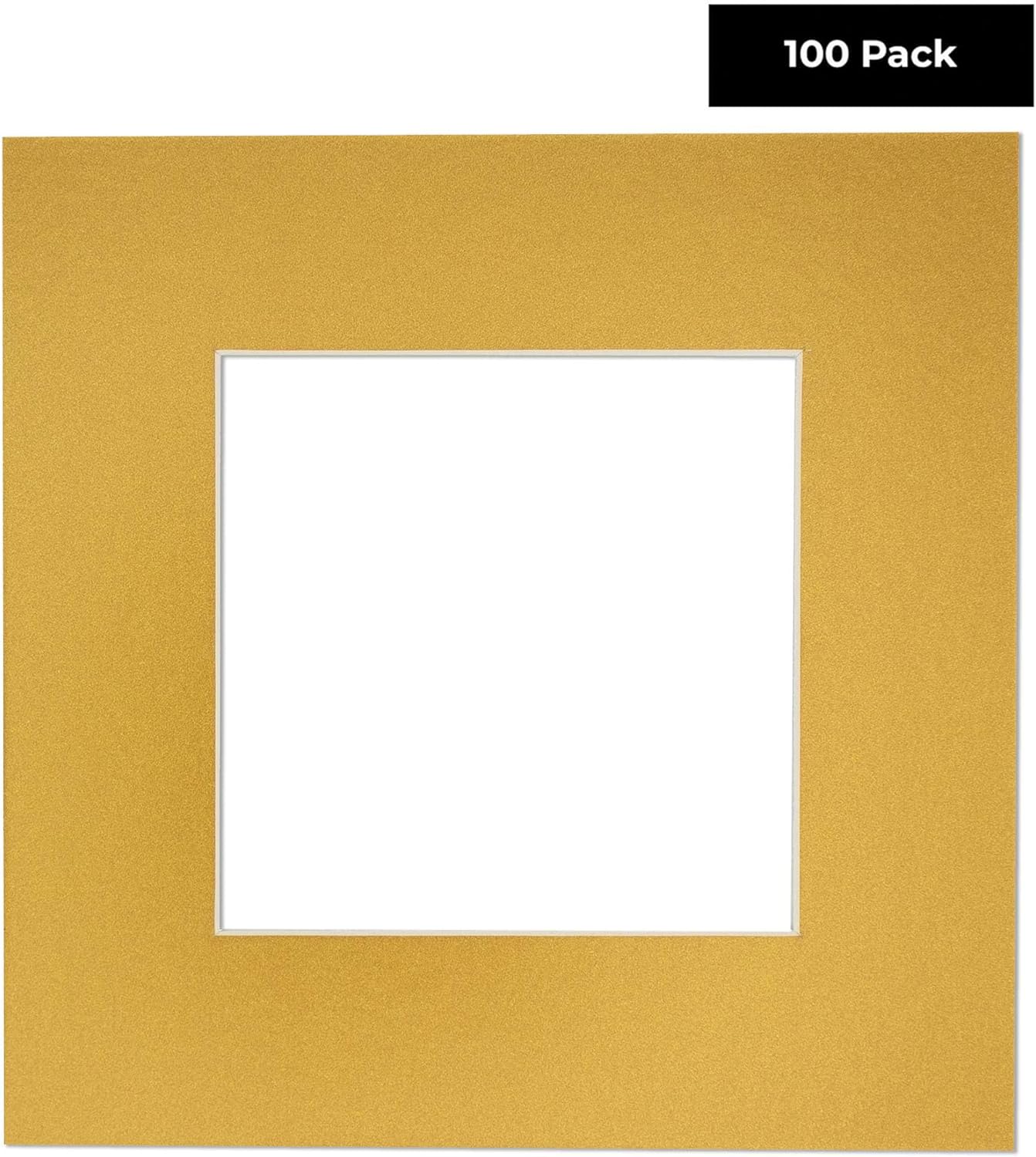 11x14 Mat for 8.5x11 Photo - Precut Metallic Gold Picture Matboard for Frames 11 x 14 Inches - Bevel Cut to Display Art 8.5 x 11 Inches - Acid Free Pack of 100 MATS with Backing Boards & Clear Bags