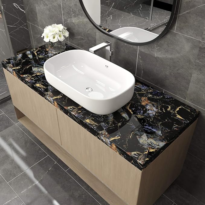 LACHEERY Large Wide 160 x 36 inch Sapphire Look Marble Contact Paper Waterproof - Image 2