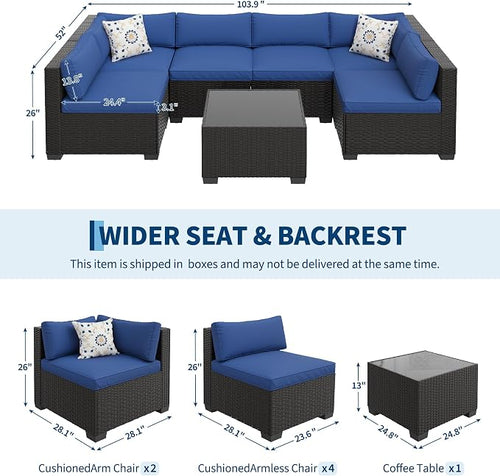 7-Piece Outdoor Patio Furniture Set, Modular Sectional Sofa - Image 2