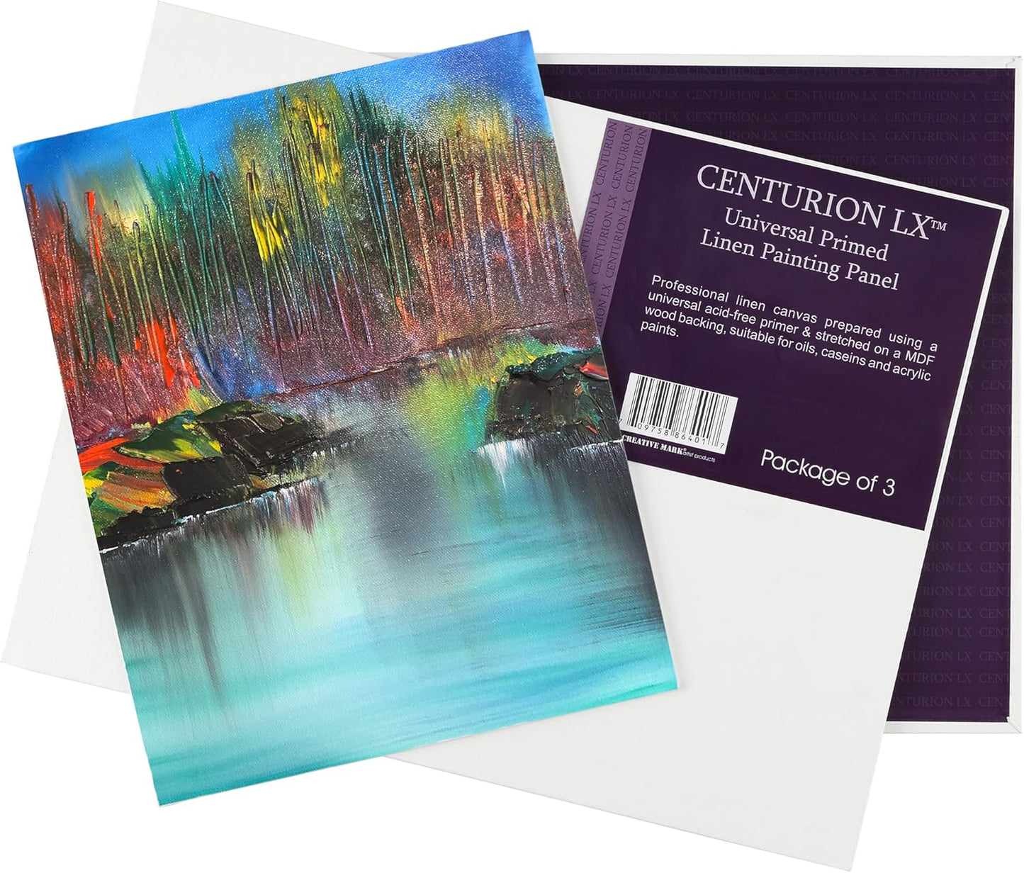 Centurion All-Media Primed Linen Panels - 6x6 3 Pack - 11oz Universal Primed Canvas Boards for Painting, Mounted on MDF Wood, Non-Warping, Ideal for Artists, Professionals, and Painters