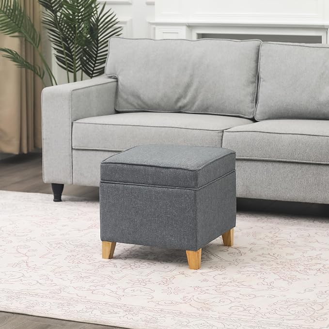 Adeco 17.5" Square Fabric Ottoman - Image 3