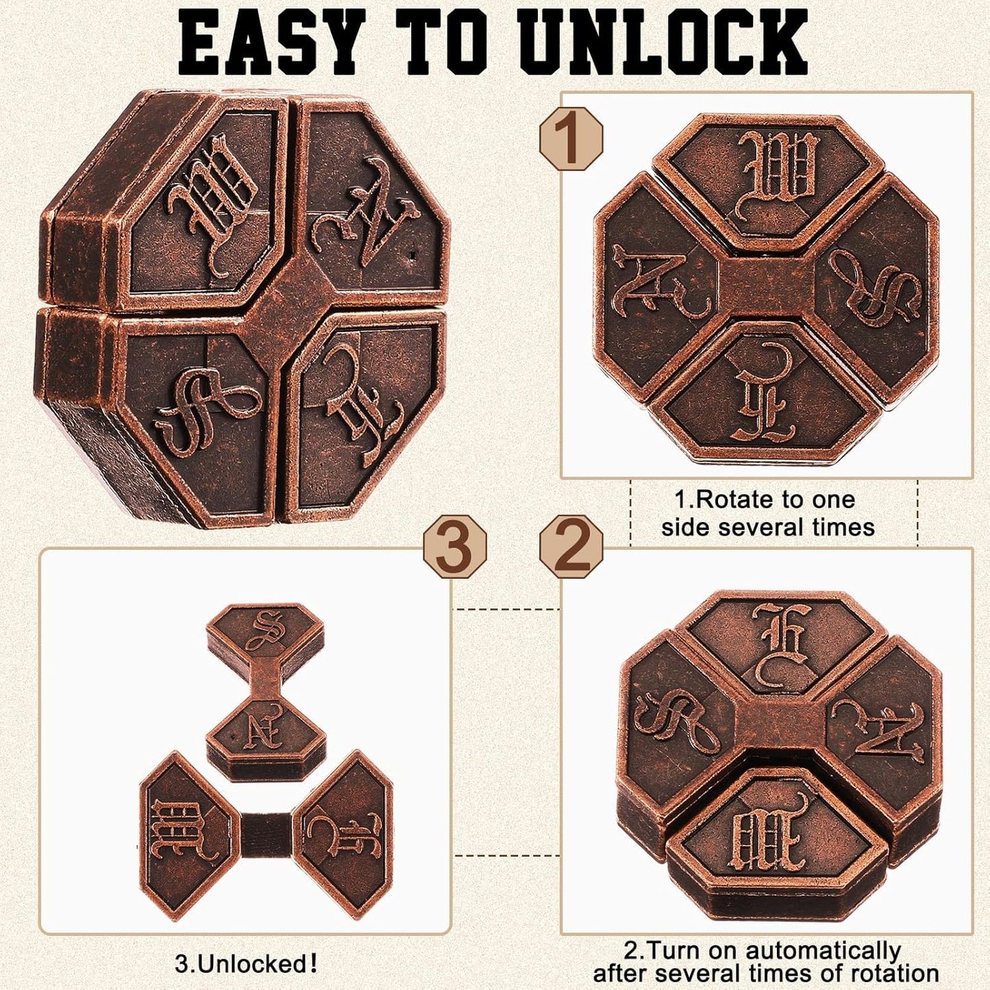 Wettarn 9 Pcs Metal Brain Teaser Puzzles Teaser 3D Steel Puzzle for Adults Unlock Interlocking Games IQ Education Smart Logic Test Toys for Adults Mind Challenge(Diverting Style)