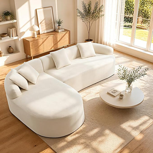 99" Curved Sectional Sofa with Chaise, Modern Boneless Couch with Deep Seat by VYUXWO