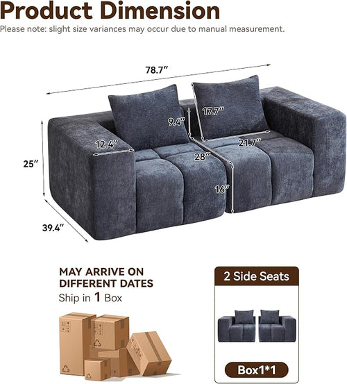78.7" Loveseat Boneless Couch, Upholstered Cloud Love Seat - Image 2