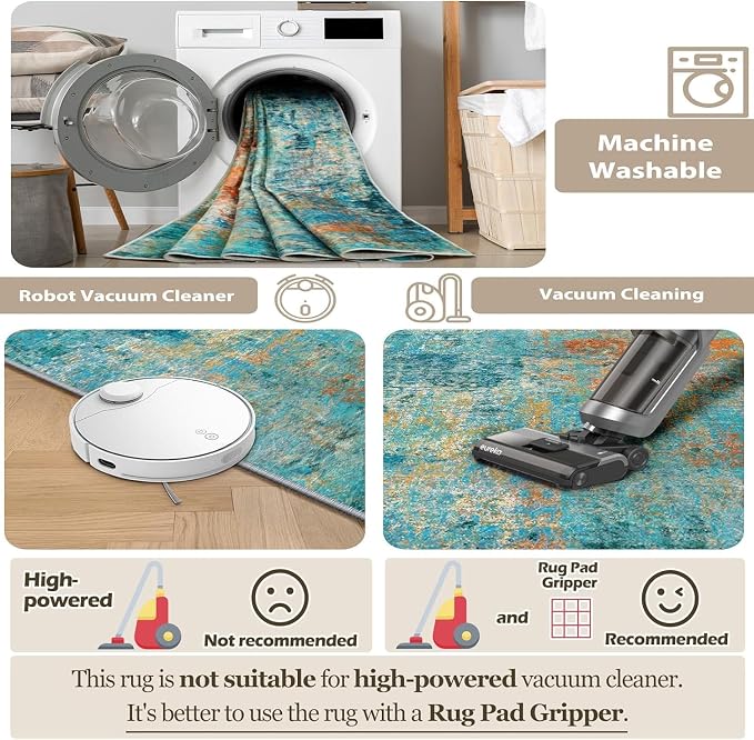 RELEANY Washable Area Rugs 2'x3' Non-Slip Modern Abstract Soft - Image 6