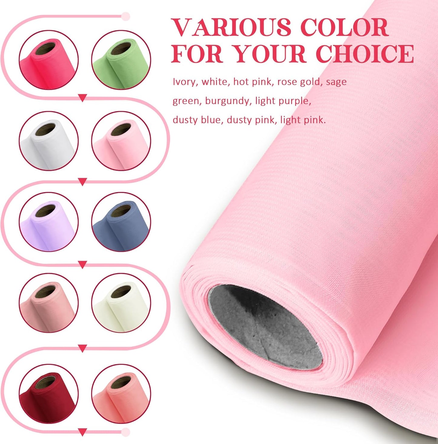 Horbaunal Light Pink Chiffon Fabric by The Yard, 1 Yard Continuous Sheer Fabric 59" Wide Soft Draping Fabric for Wedding Arch Draping Party Backdrop DIY Sewing