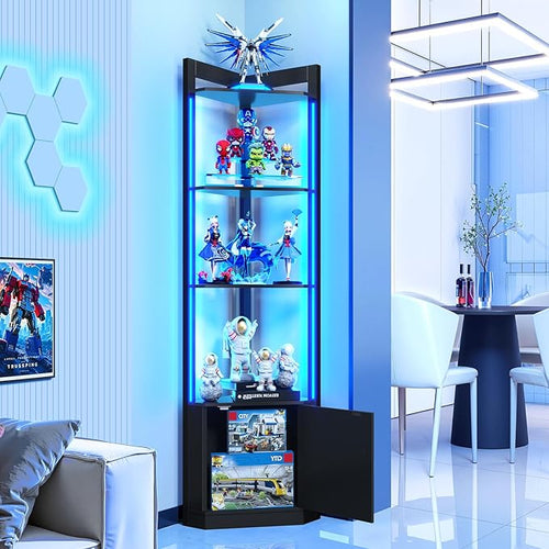 5-Tier Corner Shelf with RGB LED Light, Remote & APP Control, Adjustable by Unknown