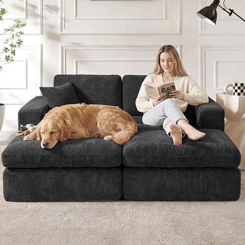 80.7" Oversized Double Chaise Lounge Chair Indoor, Cloud Boneless Sleeper Sofa - Image 2