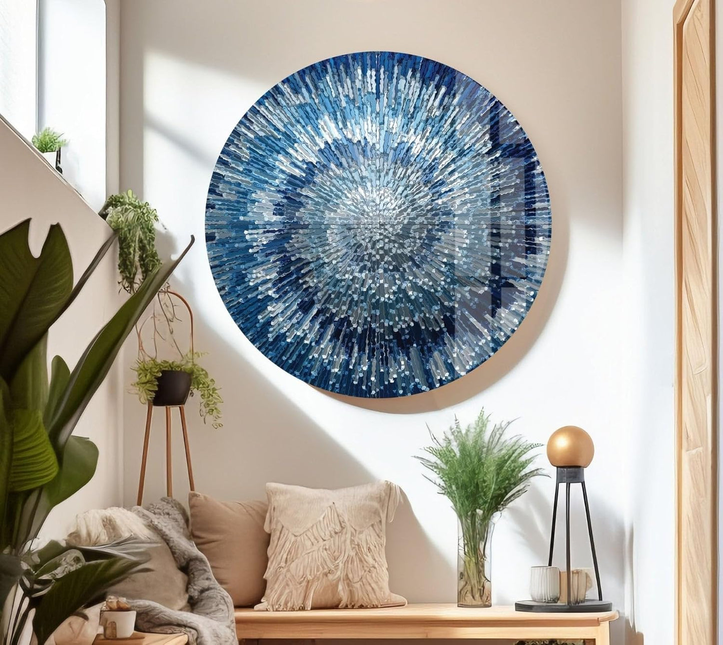 My Photostation.com 20Wx14H'' Abstract Blue Textured Glass Wall ArtTempered Glass Printing Wall Decor Large Wall Art Wall Hangings