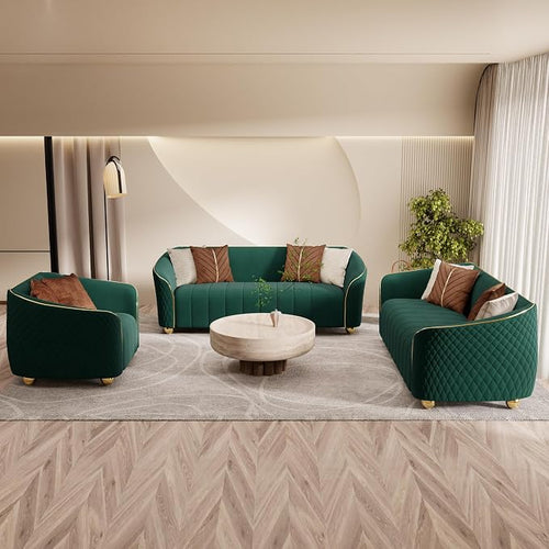 3-Piece Luxury Velvet Sofa Set for Living Room, Elegant Design Couch Set by yunqishiHOME